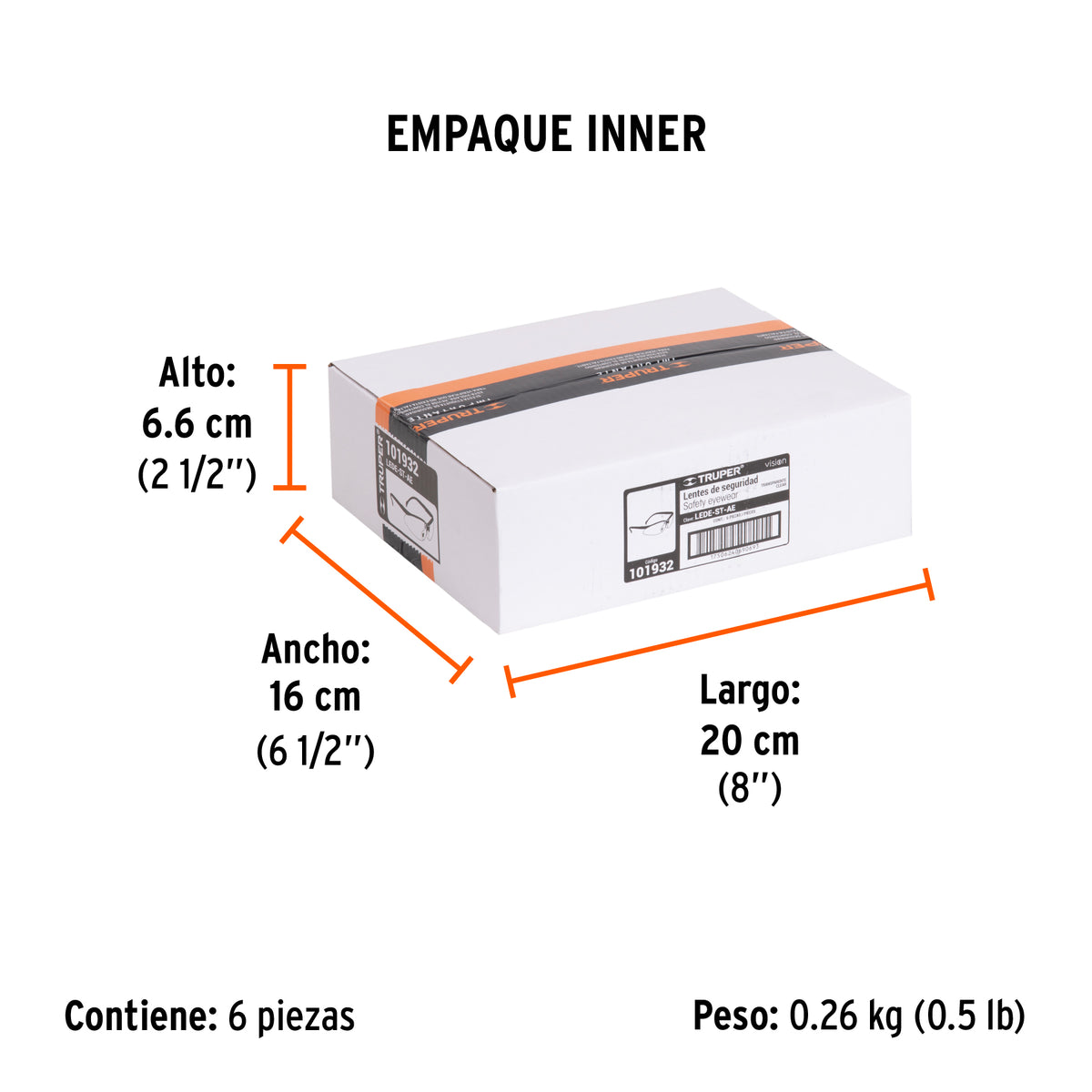 Lentes de seguridad transparentes con antiempaño, Vision, Truper, SKU 101932 — vista 6