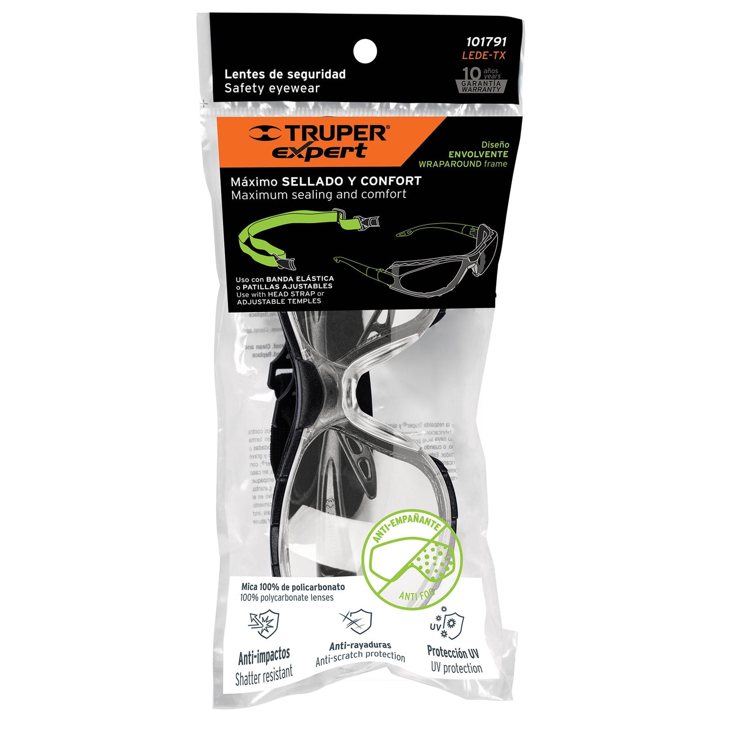 Lentes transp antiempaño c/marco de espuma y correa, EXPERT, Expert, SKU 101791 — vista 2