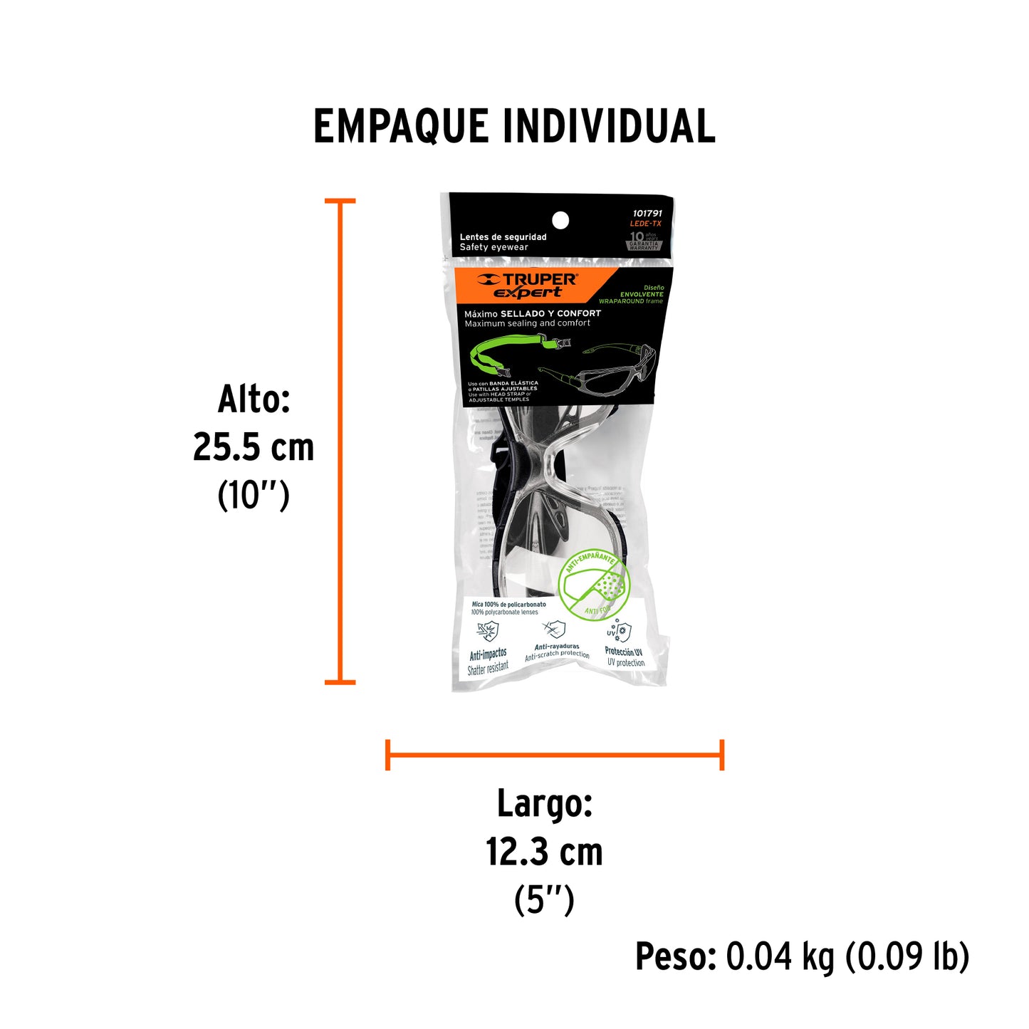Lentes transp antiempaño c/marco de espuma y correa, EXPERT, Expert, SKU 101791 — vista 5