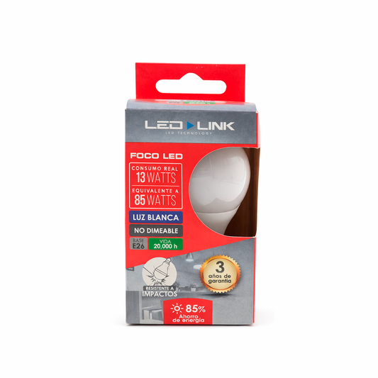 BULBO LED DE 13W LED LINK E26 6500K LUZ FRIA 127V
