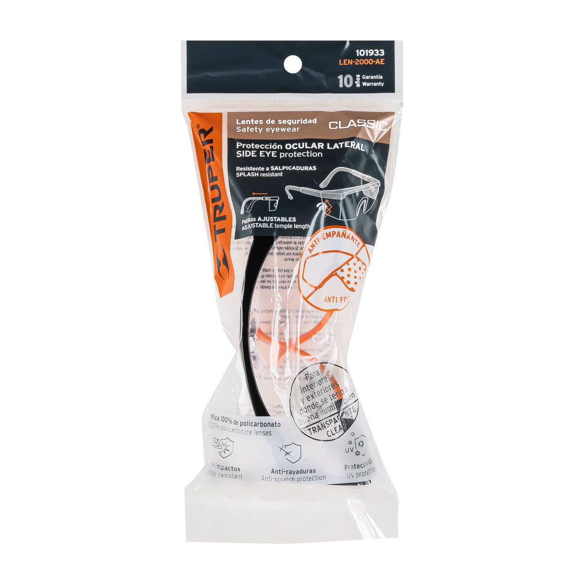 Lentes de seguridad ajustables claros c/antiempaño, Classic, Truper, SKU 101933 — vista 2