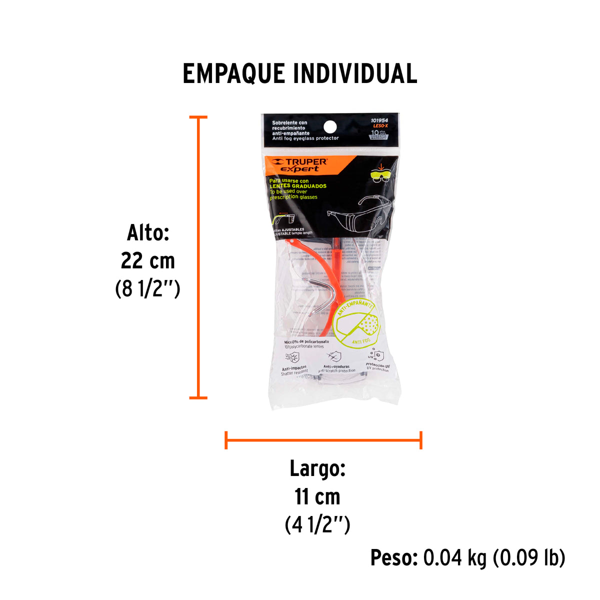 Sobrelente de seguridad claros con antiempaño, TRUPER EXPERT, Expert, SKU 101954 — vista 5