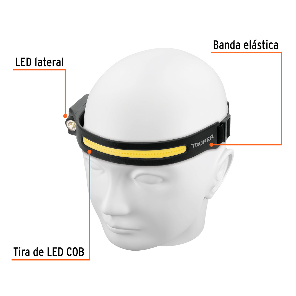 Linterna de minero LED 350 lm con sensor, recargable, TRUPER, Truper, SKU 103117 — vista 3
