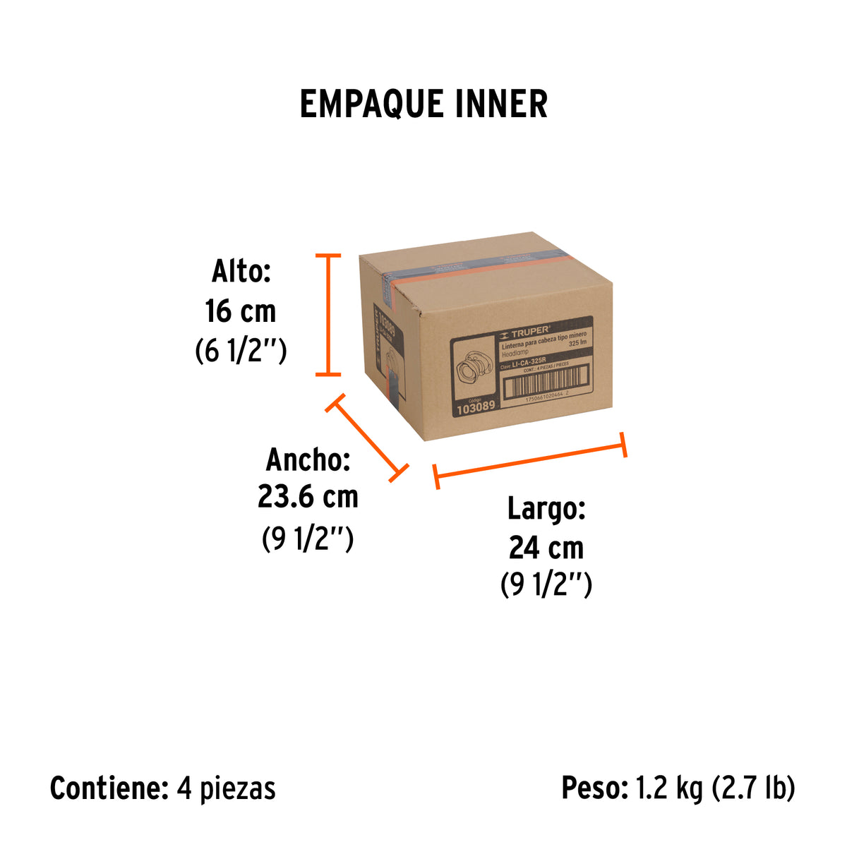 Linterna de minero LED 325 lm, recargable, TRUPER, Truper, SKU 103089 — vista 6