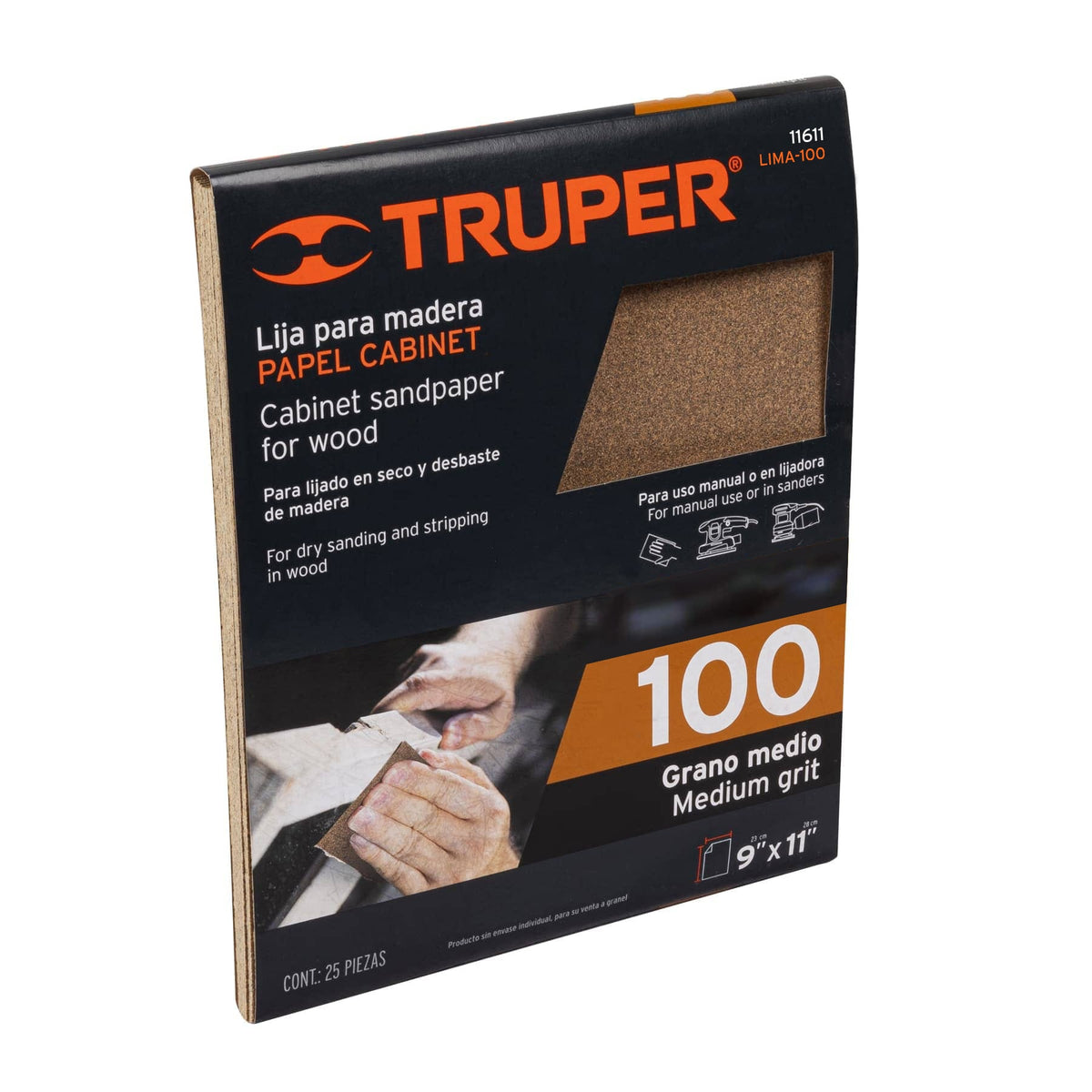 Lija para madera papel cabinet, grano 100, TRUPER — foto oficial 2