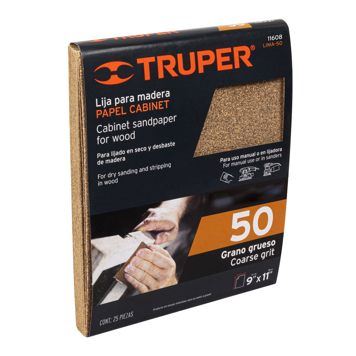 Lija para madera papel cabinet, grano 50, TRUPER — foto oficial 2