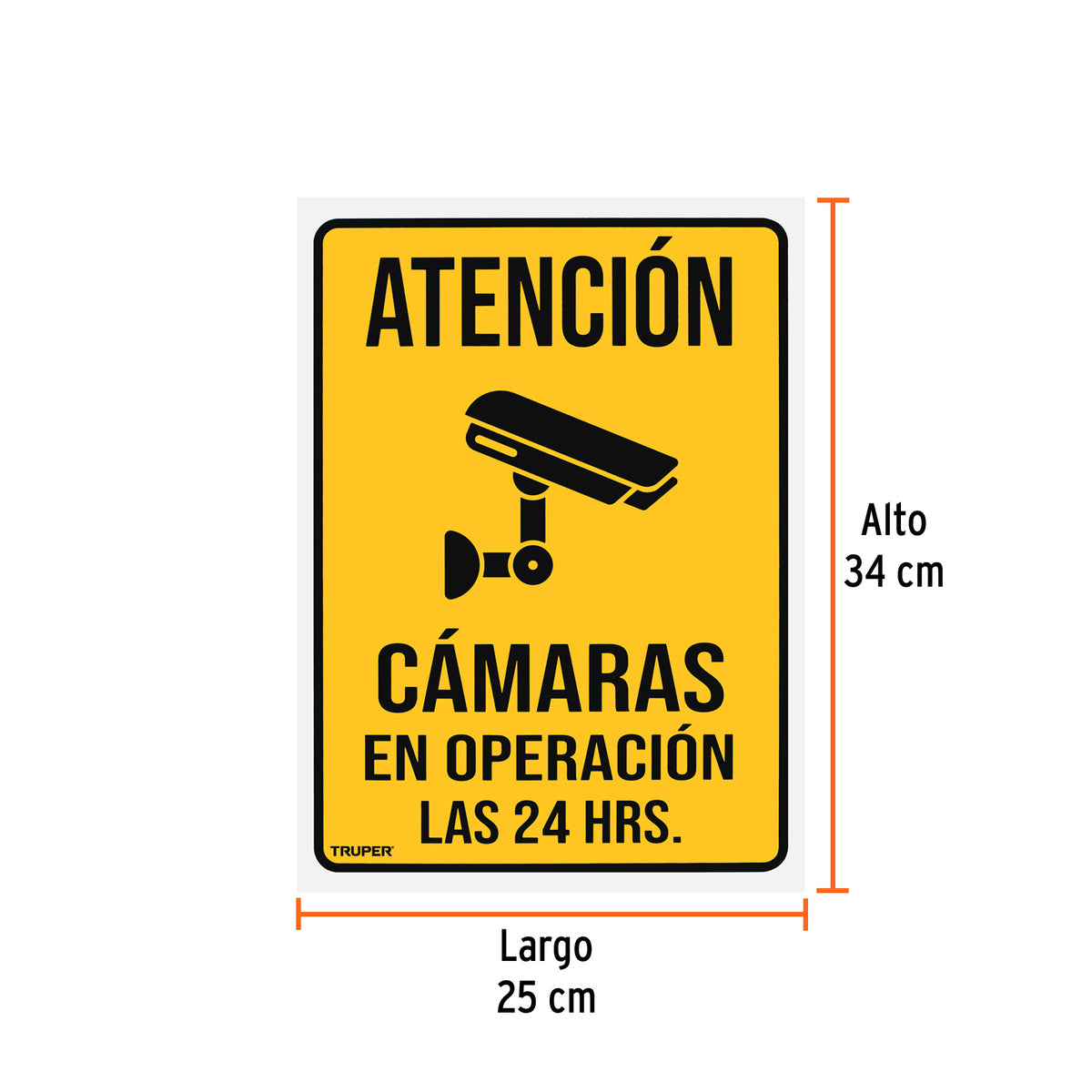 Letrero de señalización 'CÁMARAS EN OPERACIÓN', 25 x 34 cm, Truper, SKU 103092 — vista 3