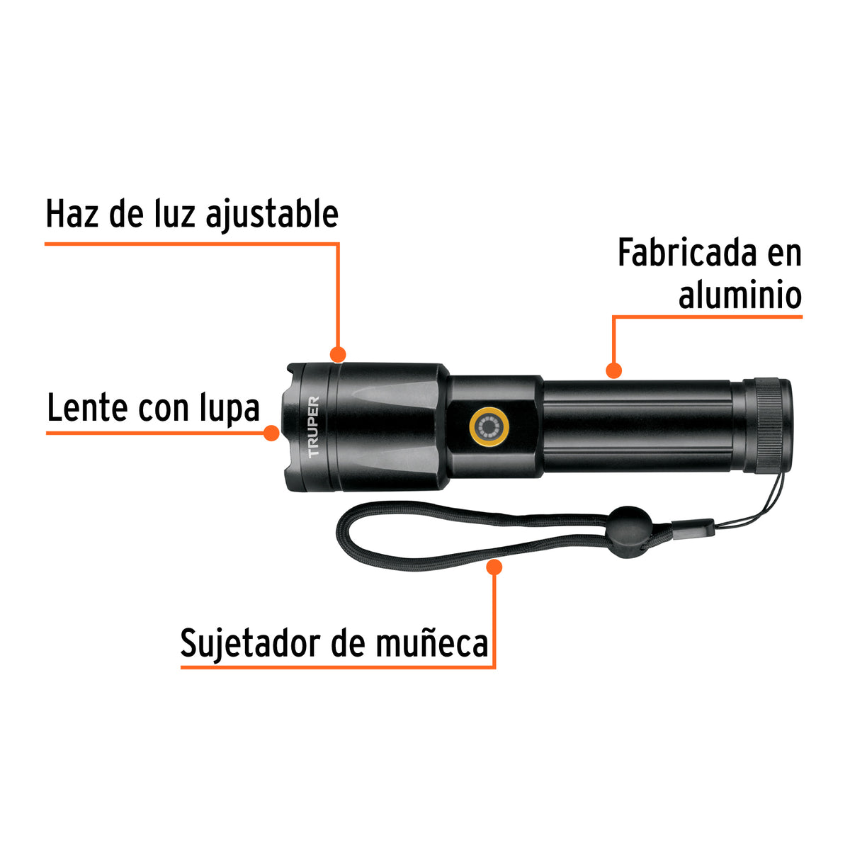 Linterna LED recargable, de aluminio, 1,200 lm, TRUPER, Truper, SKU 103100 — vista 3