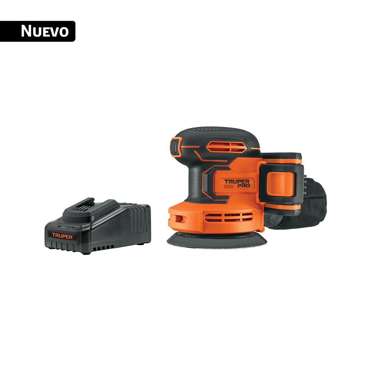 Lijadora roto-orbital 5', 20V, 1 batería 2Ah, TRUPER PRO, Truper, SKU 102863