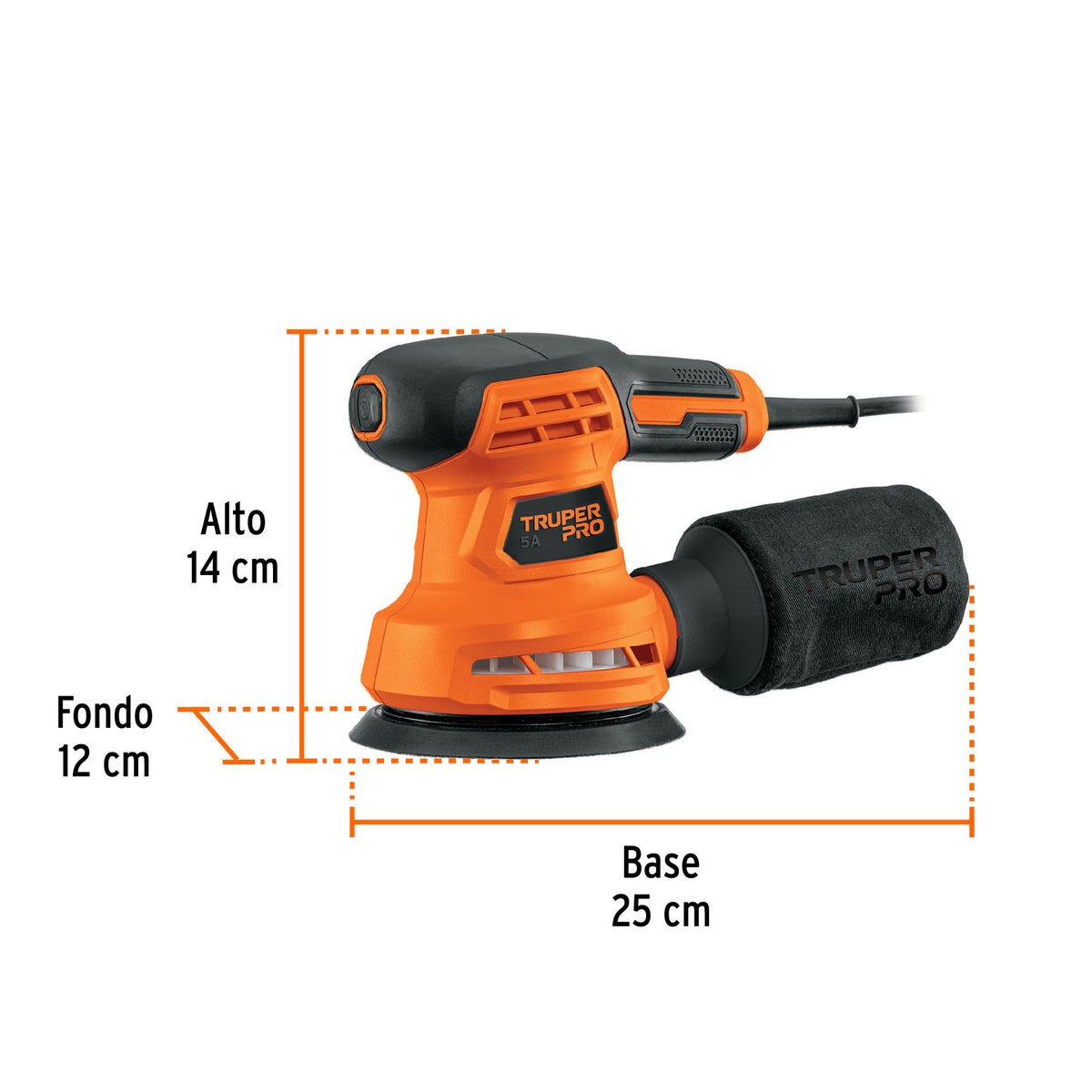 Lijadora roto orbital 5', 260W, TRUPER PRO, Truper, SKU 103656 — vista 4