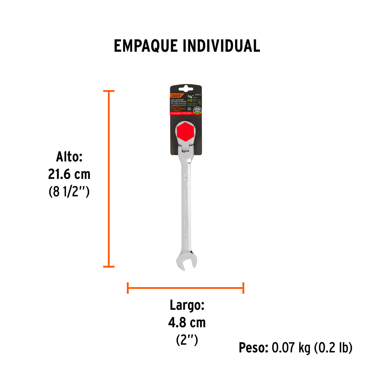 Llave combinada con matraca 3/8' flexible, EXPERT, Expert, SKU 103546 — vista 5