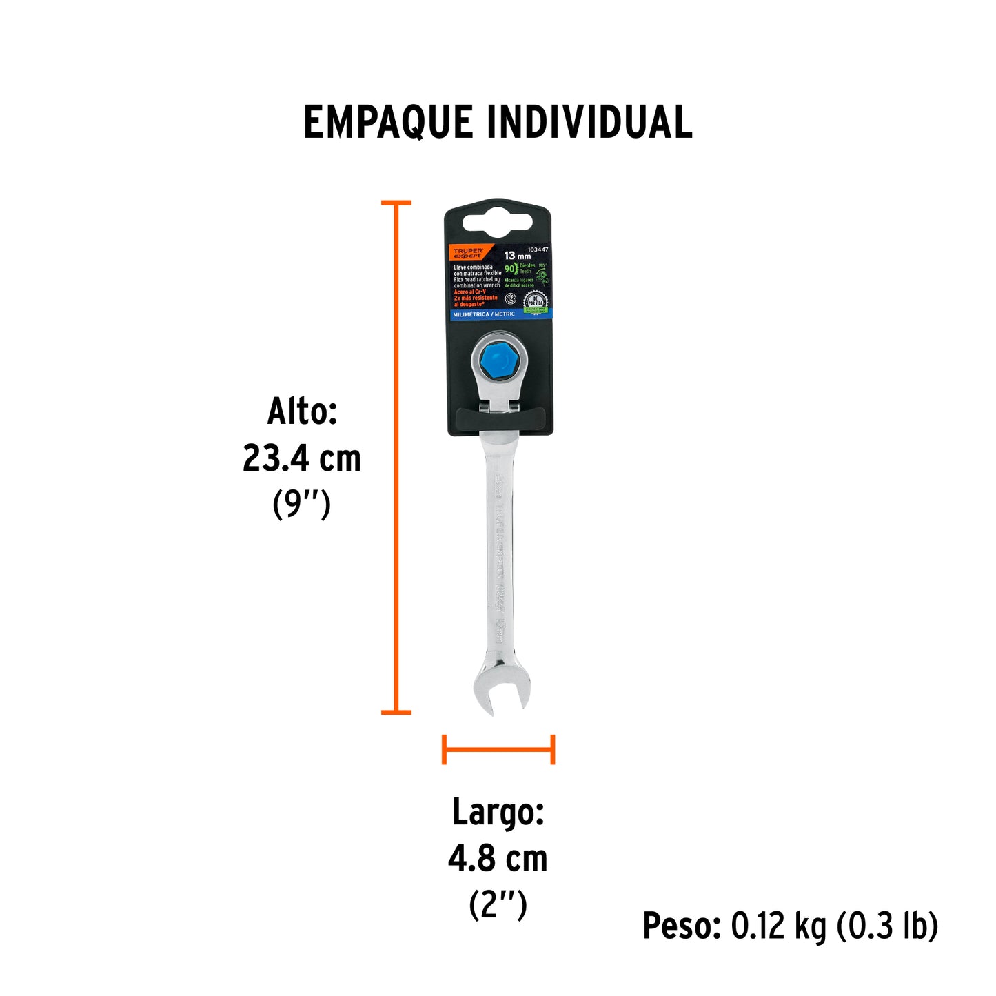 Llave combinada con matraca 13 mm flexible, EXPERT, Expert, SKU 103447 — vista 5