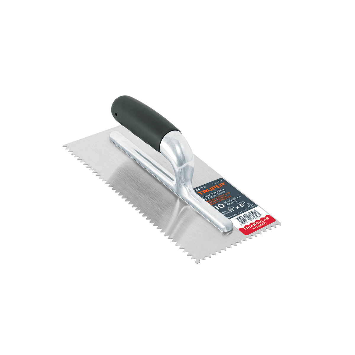 Llana 11' dentado triangular, 10 remaches,mango Comfort Grip, Truper, SKU 102776