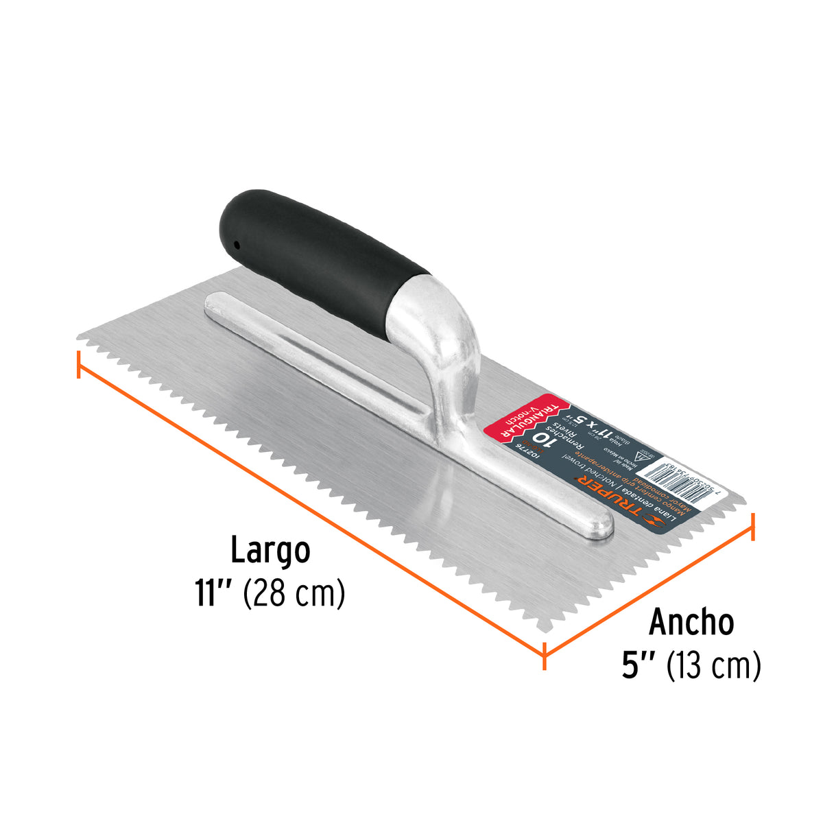 Llana 11' dentado triangular, 10 remaches,mango Comfort Grip, Truper, SKU 102776 — vista 4