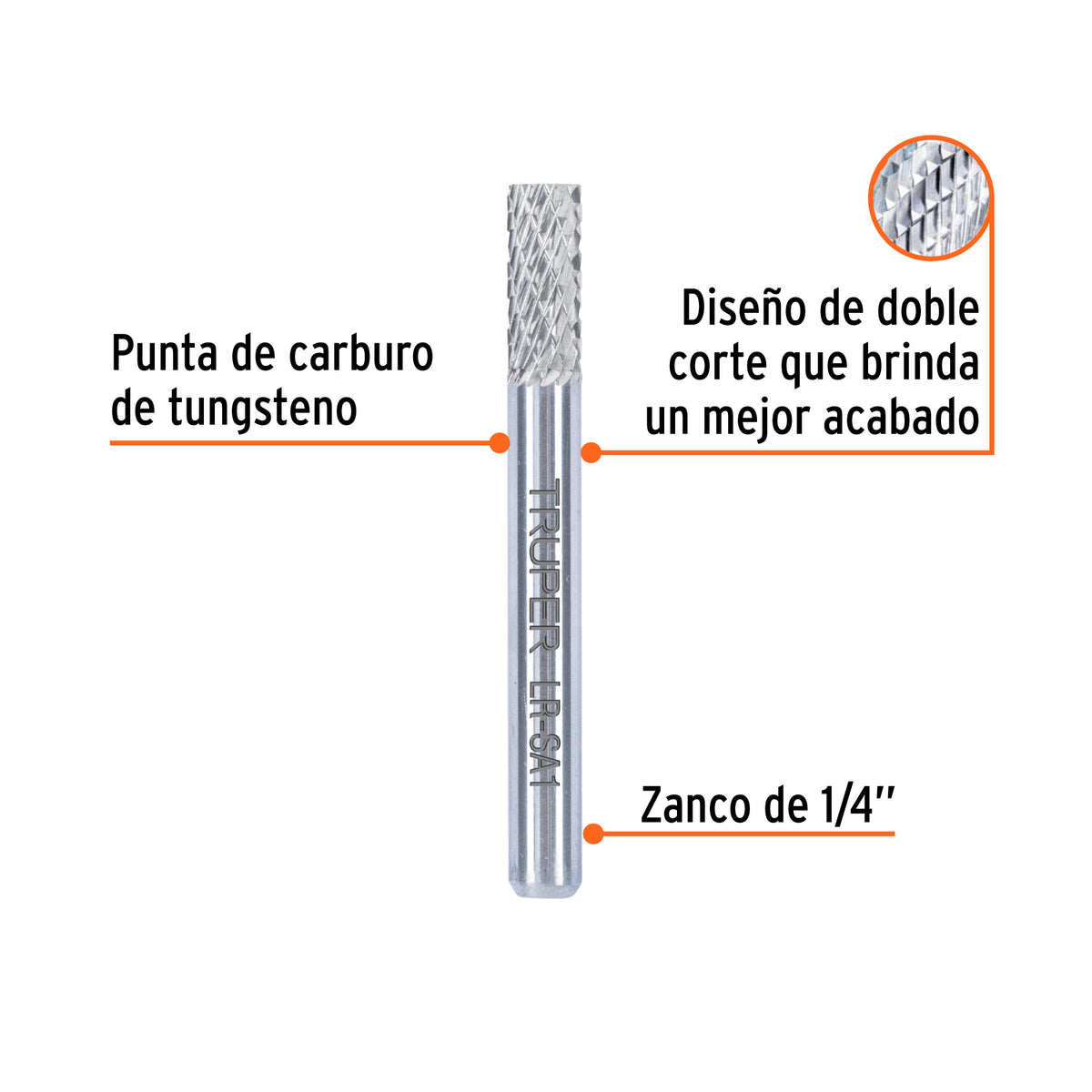 Lima rotativa punta cilindro, 10 mm, TRUPER, Truper, SKU 103476 — vista 3