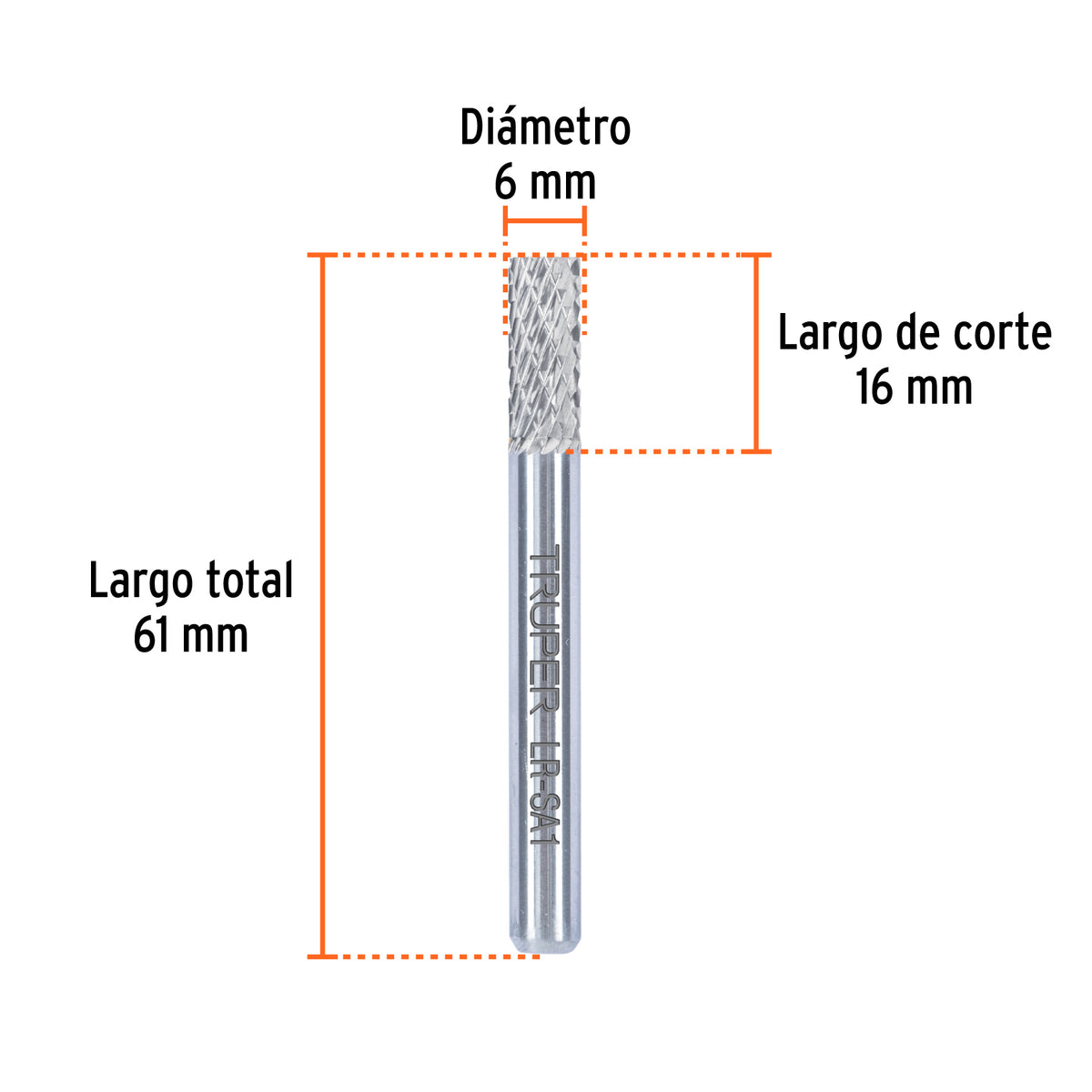 Lima rotativa punta cilindro, 10 mm, TRUPER, Truper, SKU 103476 — vista 4