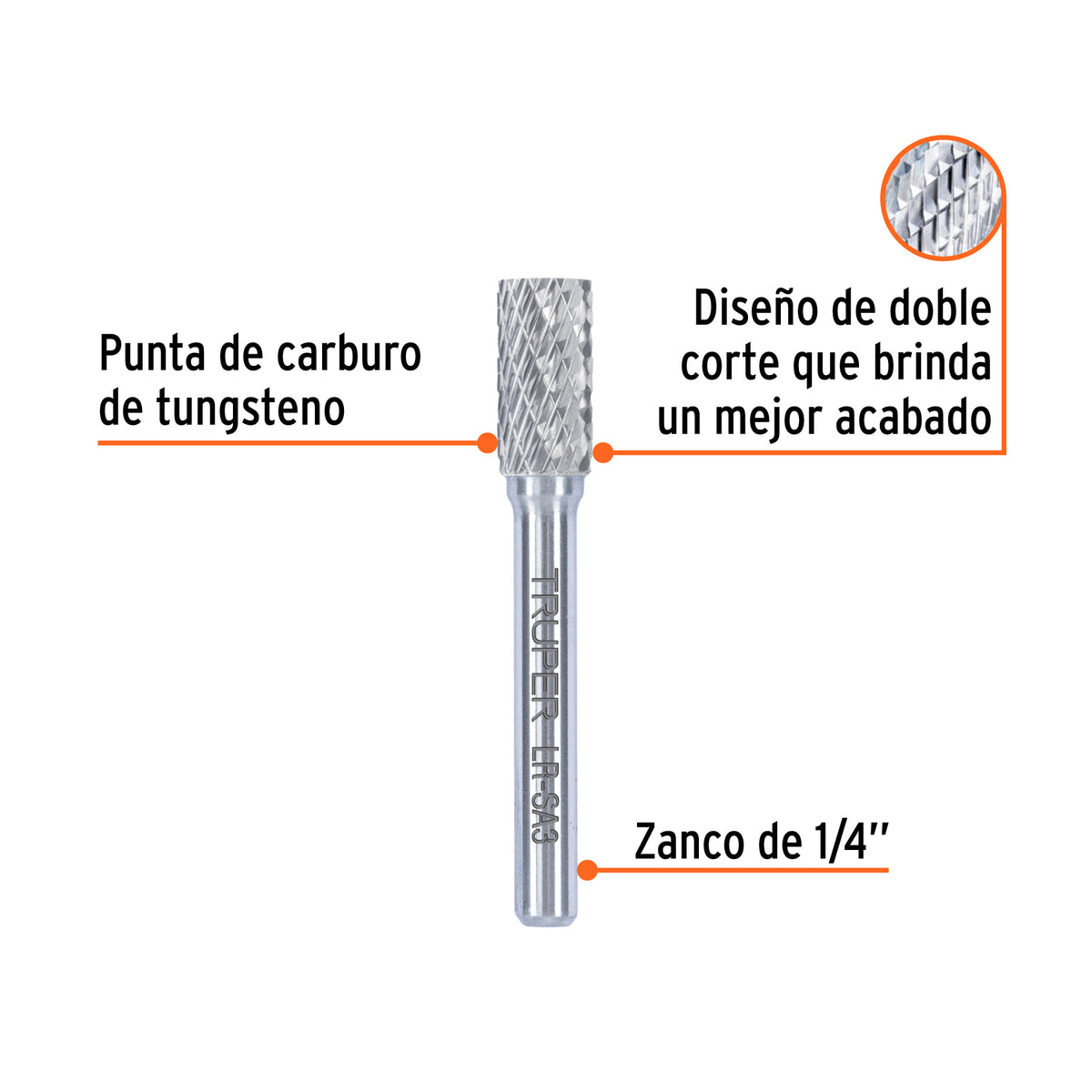 Lima rotativa punta cilindro, 6 mm, TRUPER, Truper, SKU 103477 — vista 3