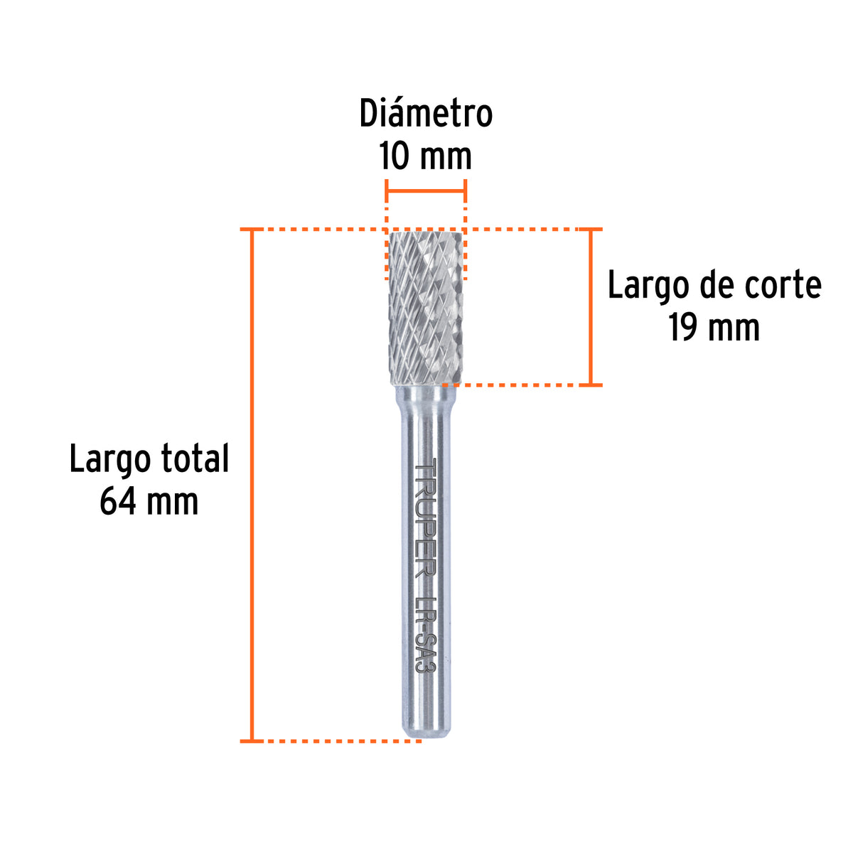 Lima rotativa punta cilindro, 6 mm, TRUPER, Truper, SKU 103477 — vista 4