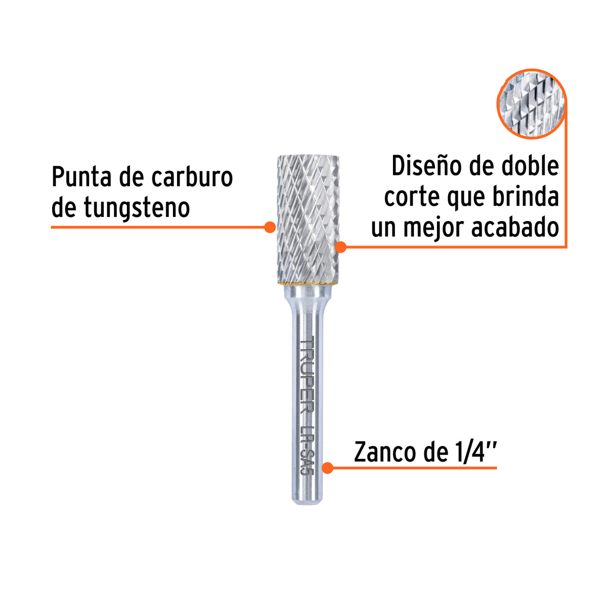 Lima rotativa punta cilindro, 13 mm, TRUPER, Truper, SKU 103478 — vista 3