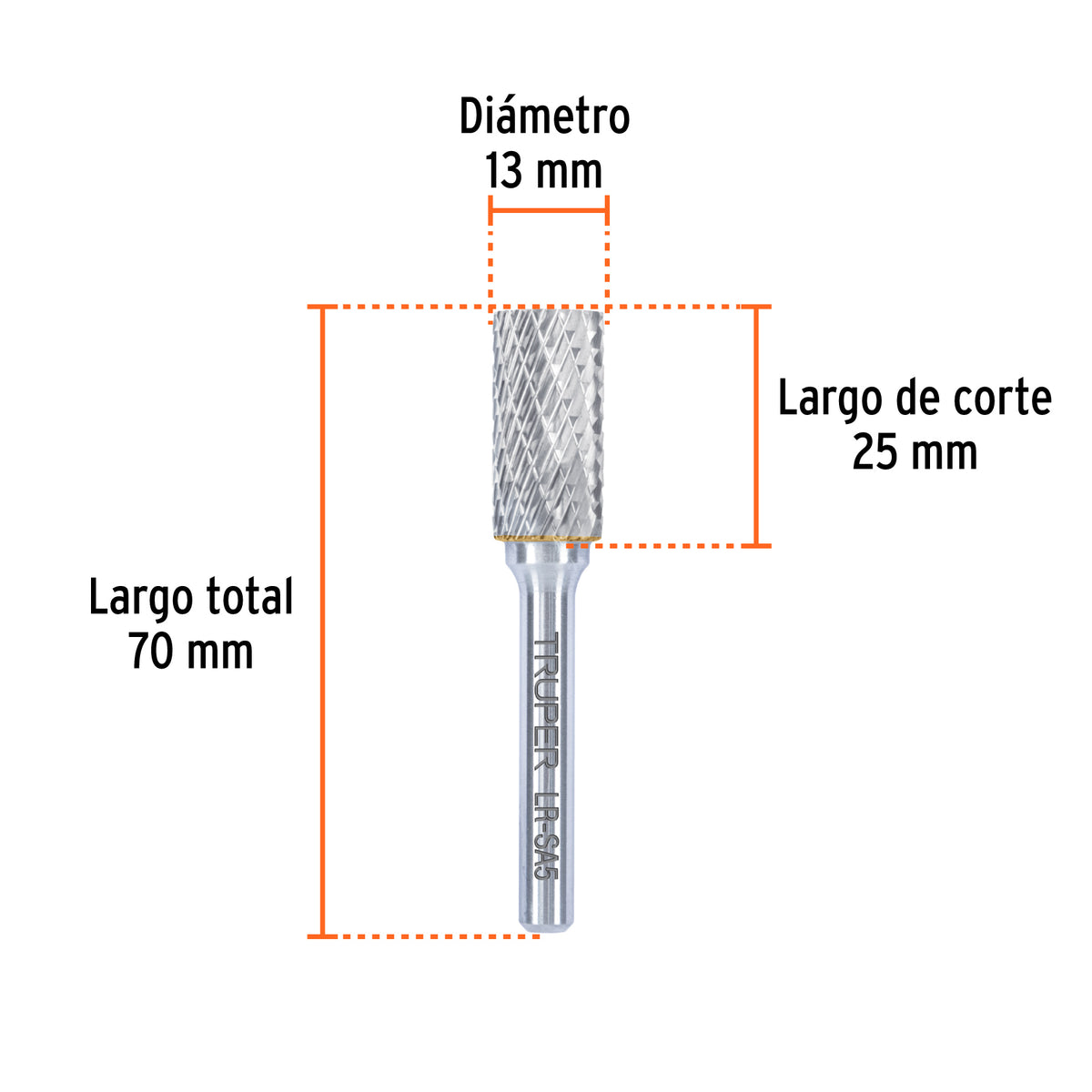 Lima rotativa punta cilindro, 13 mm, TRUPER, Truper, SKU 103478 — vista 4