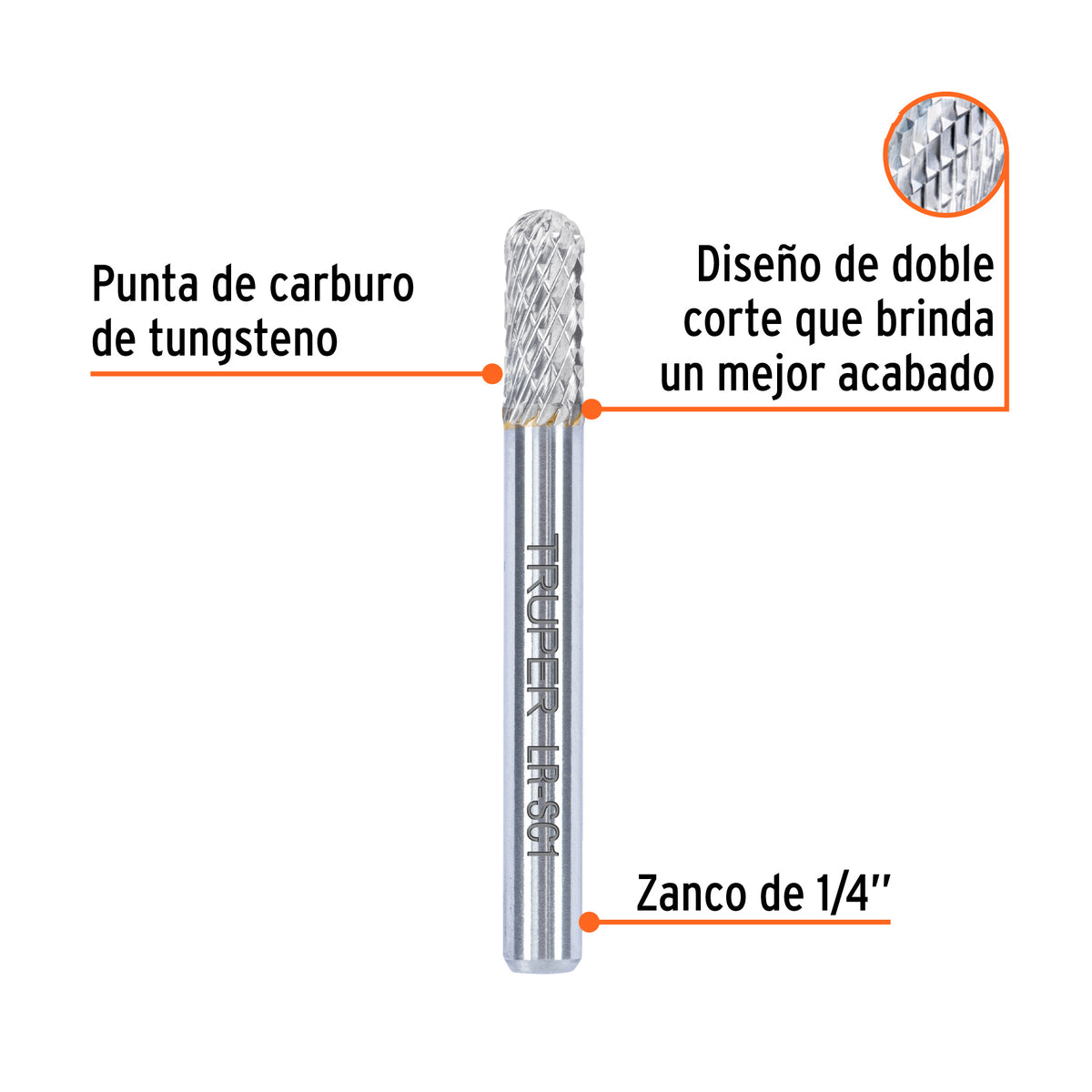 Lima rotativa punta cilindro redonda, 6 mm, TRUPER, Truper, SKU 103479 — vista 3