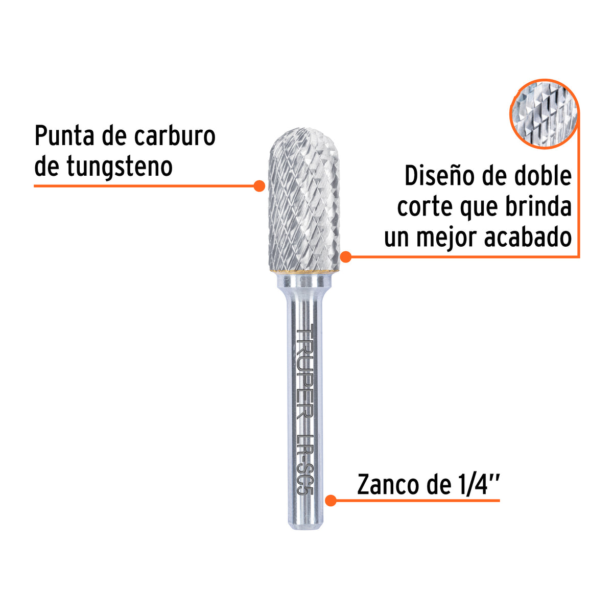 Lima rotativa punta cilindro redonda, 13 mm, TRUPER, Truper, SKU 103480 — vista 3