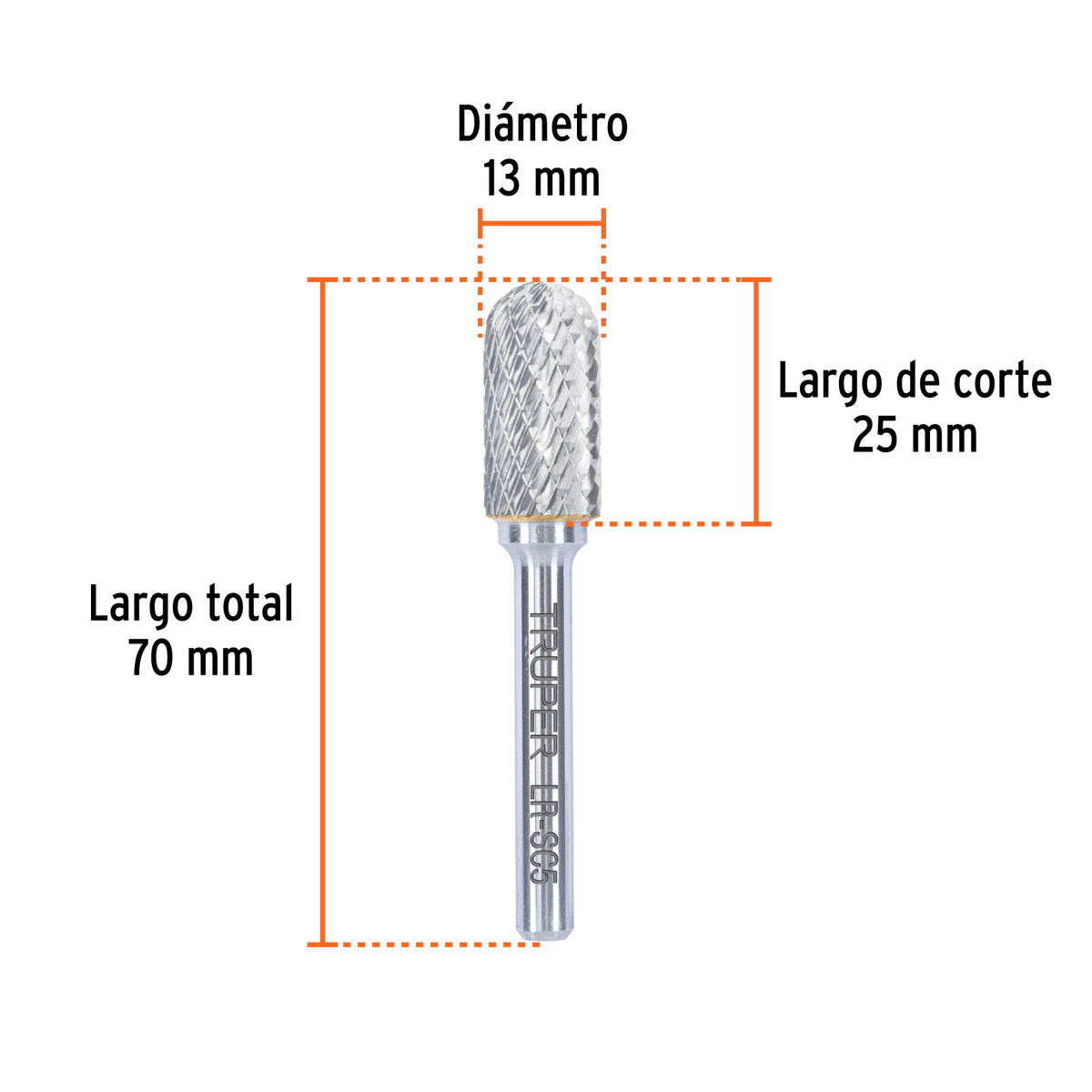 Lima rotativa punta cilindro redonda, 13 mm, TRUPER, Truper, SKU 103480 — vista 4