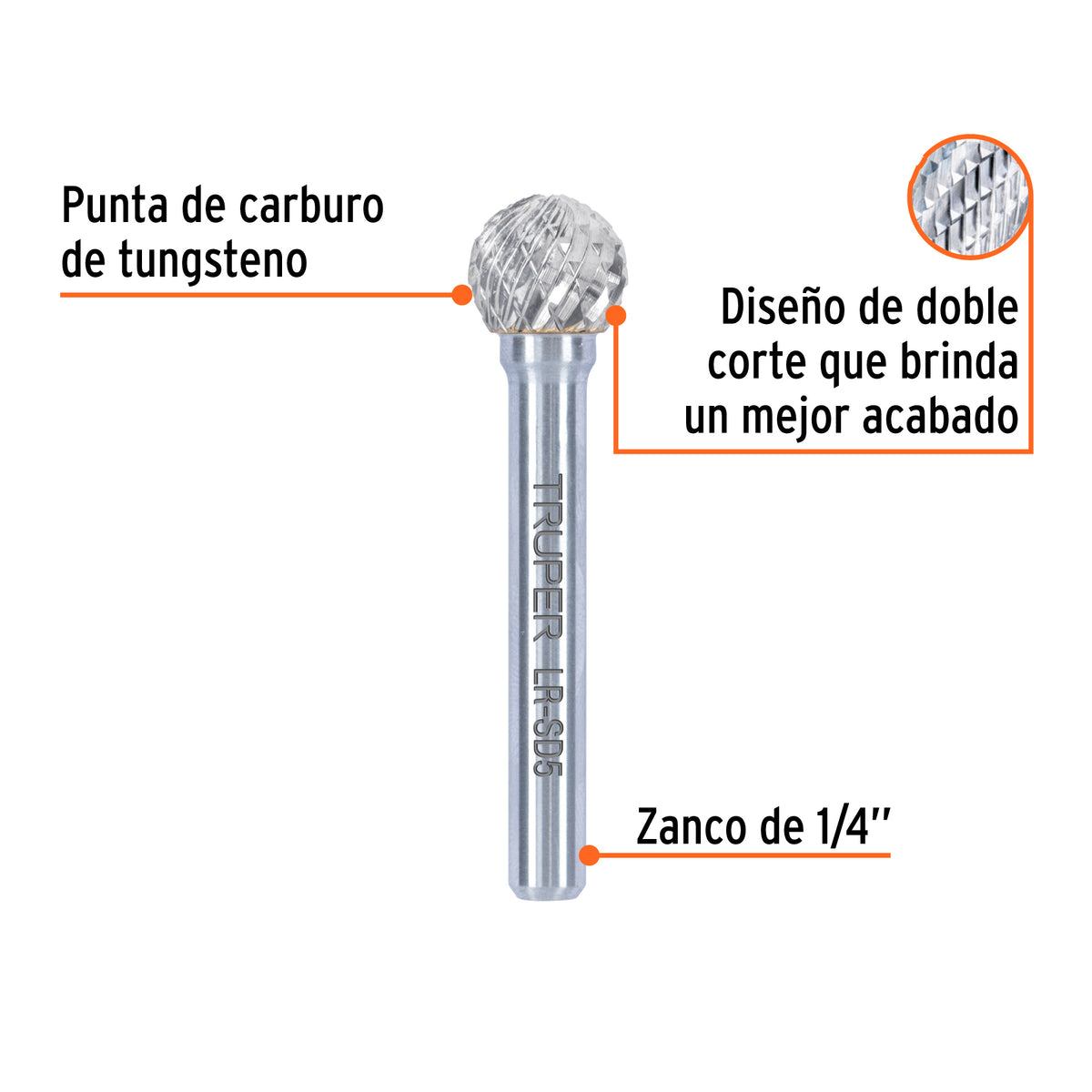 Lima rotativa punta esférica, 13 mm, TRUPER, Truper, SKU 103481 — vista 3