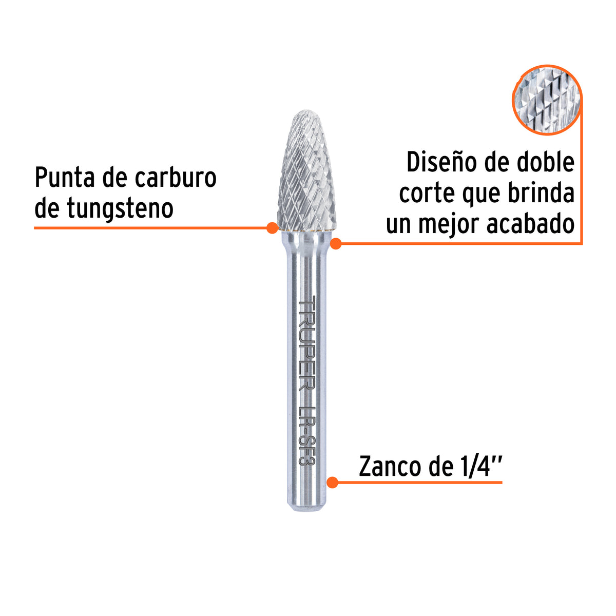 Lima rotativa punta árbol redonda, 10 mm, TRUPER, Truper, SKU 103482 — vista 3