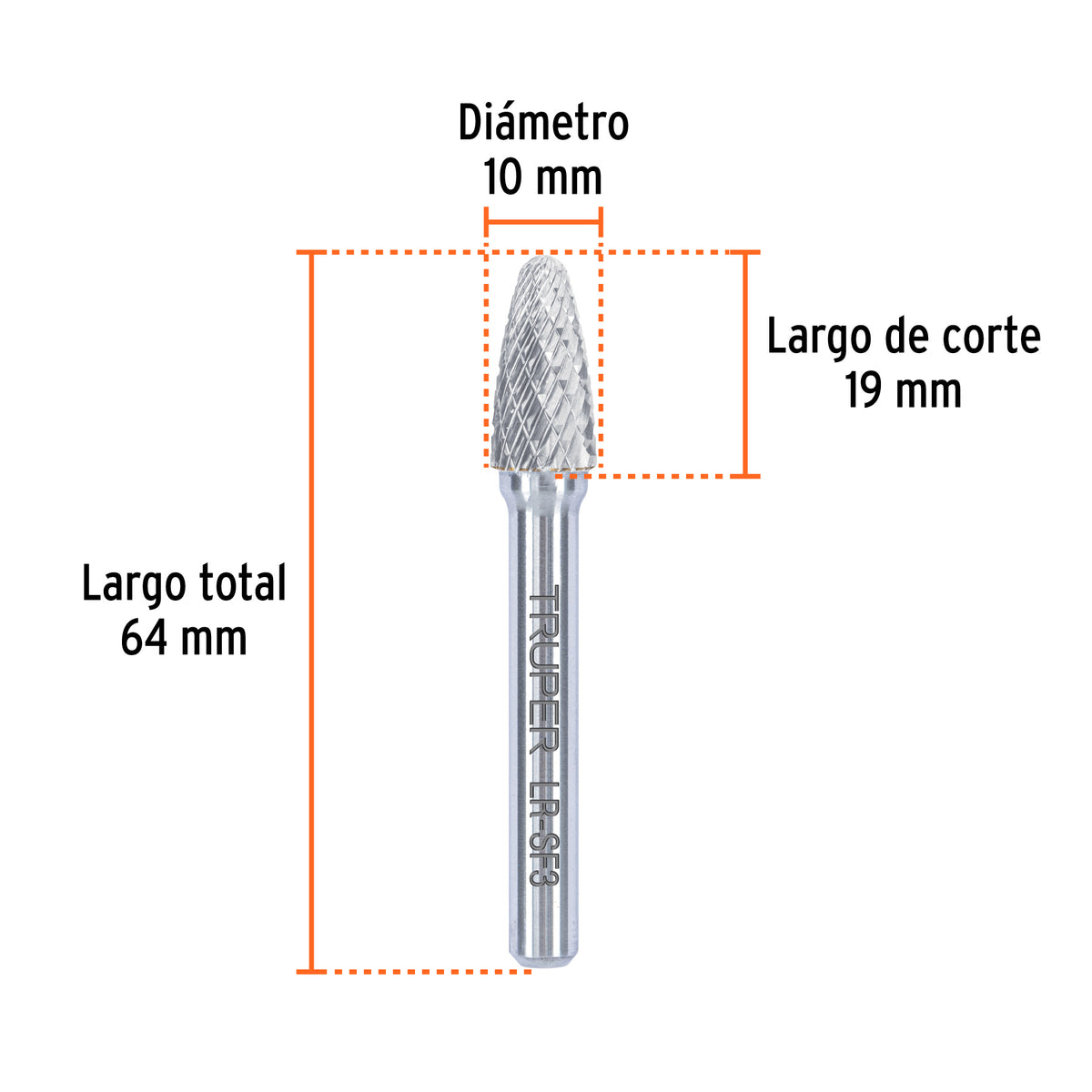 Lima rotativa punta árbol redonda, 10 mm, TRUPER, Truper, SKU 103482 — vista 4