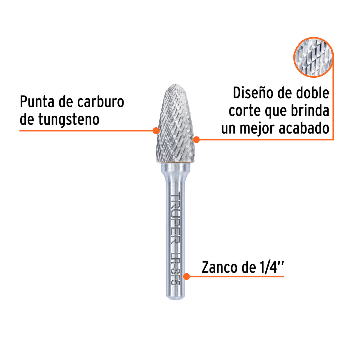 Lima rotativa punta árbol redonda, 13 mm, TRUPER, Truper, SKU 103483 — vista 3