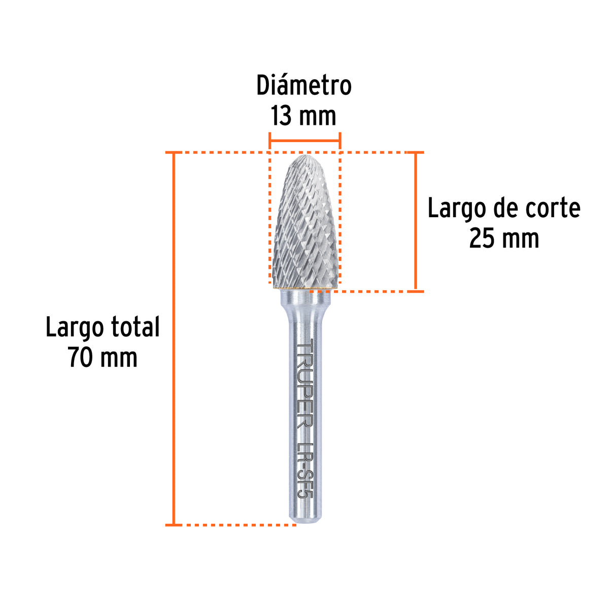 Lima rotativa punta árbol redonda, 13 mm, TRUPER, Truper, SKU 103483 — vista 4