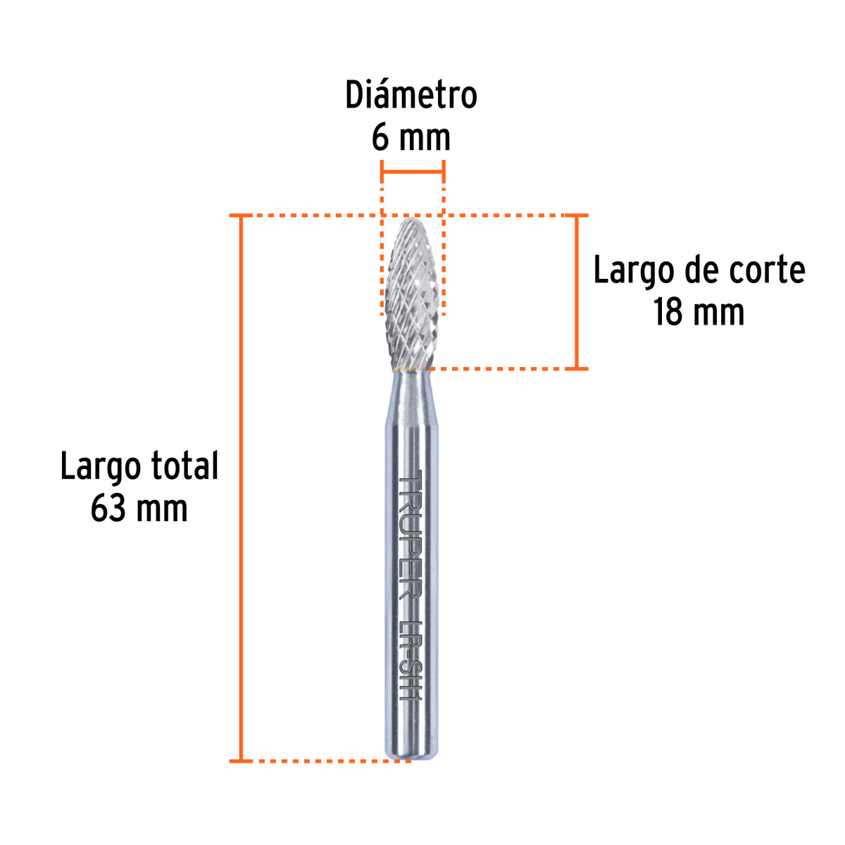 Lima rotativa punta flama, 6 mm, TRUPER, Truper, SKU 103500 — vista 4