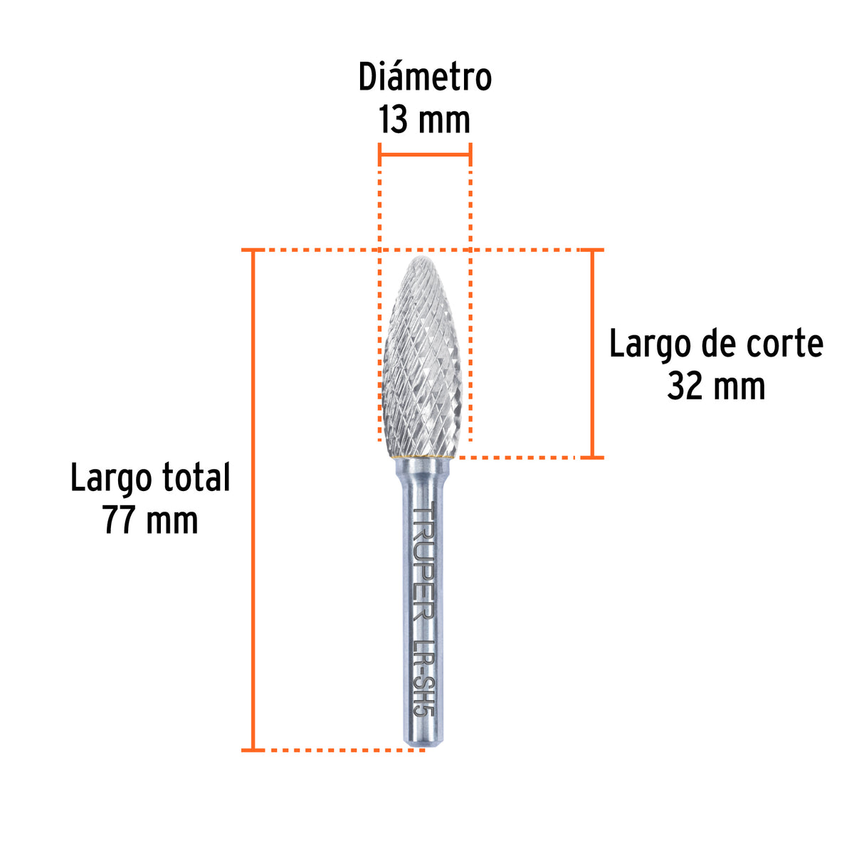 Lima rotativa punta flama, 13 mm, TRUPER, Truper, SKU 103501 — vista 4
