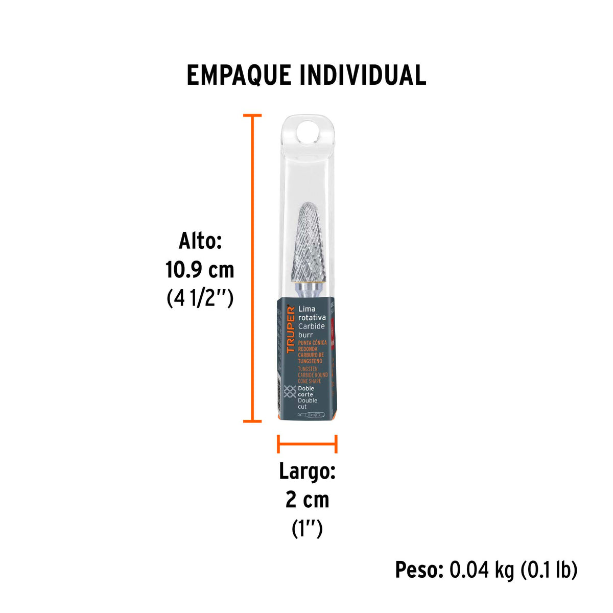 Lima rotativa punta cónica redonda, 13 mm, TRUPER, Truper, SKU 103502 — vista 5