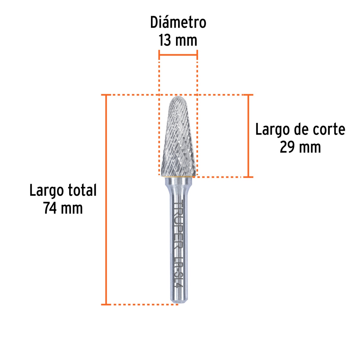 Lima rotativa punta cónica redonda, 13 mm, TRUPER, Truper, SKU 103502 — vista 4