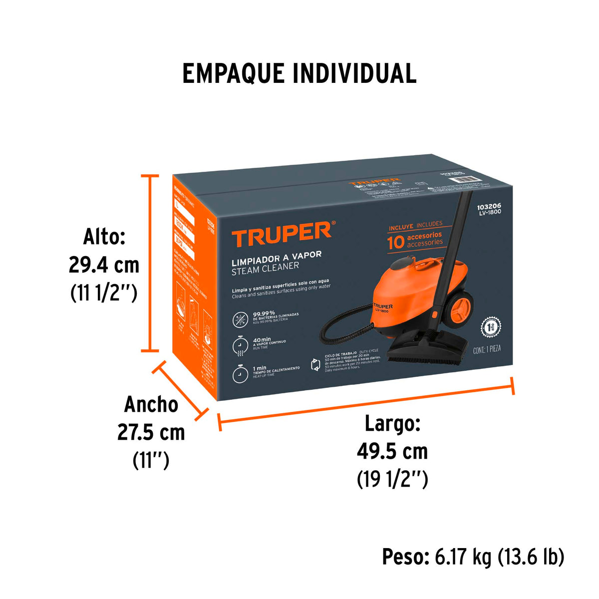 Limpiador a vapor, 1800W, TRUPER, Truper, SKU 103206 — vista 5