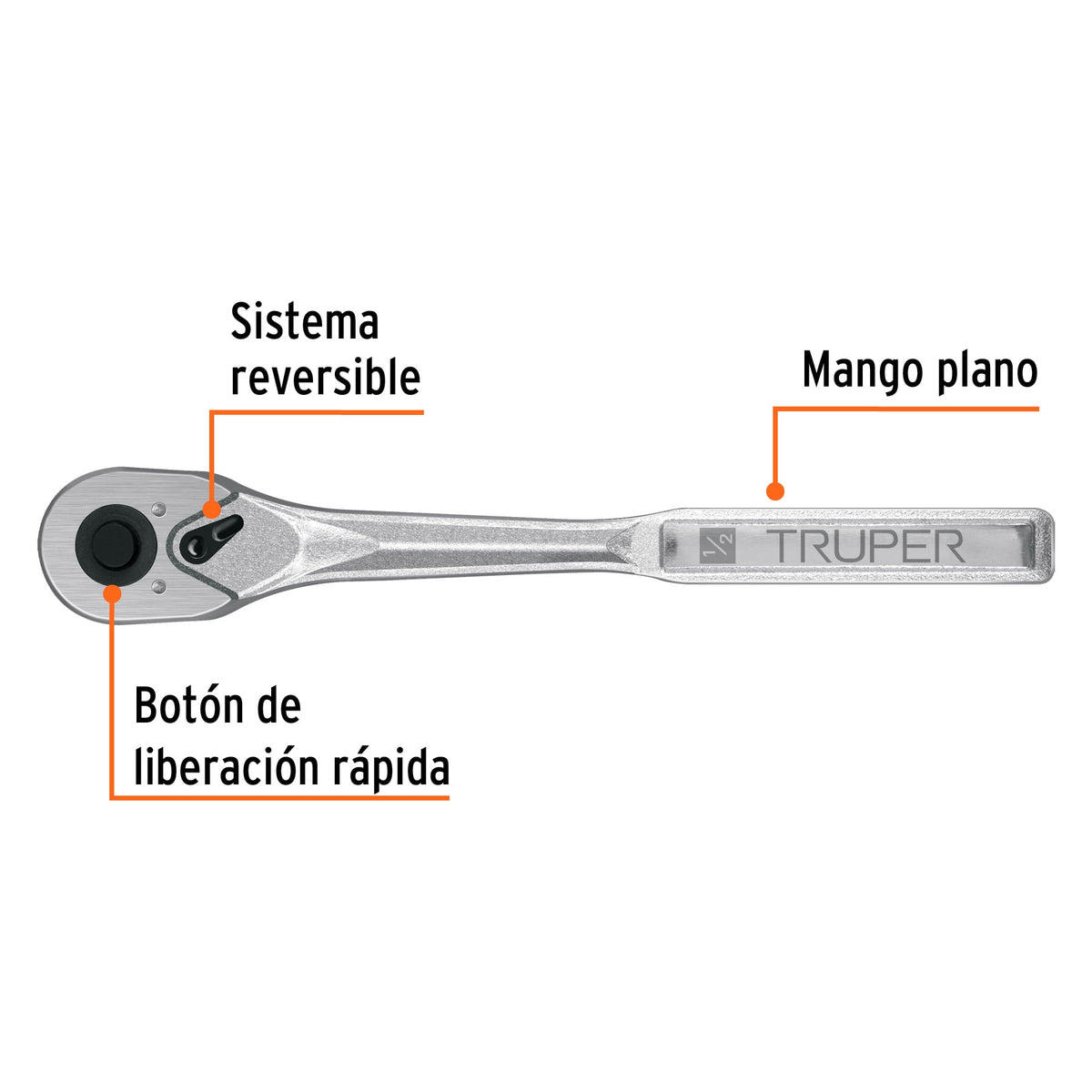 Matraca liberación rápida 72 dientes, cuadro 1/2', TRUPER, Truper, SKU 102401 — vista 3