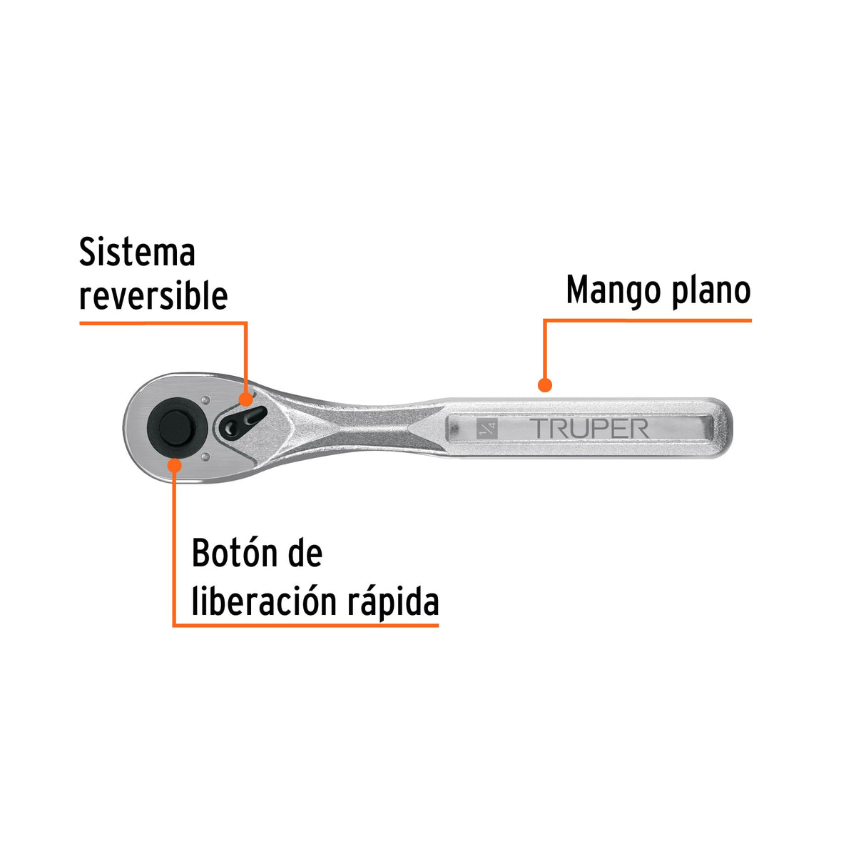 Matraca liberación rápida 72 dientes, cuadro 1/4', TRUPER, Truper, SKU 102369 — vista 3