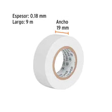 CINTA DE AISLAR DE 9MX19MM BLANCA TRUPER 13515 M-22B