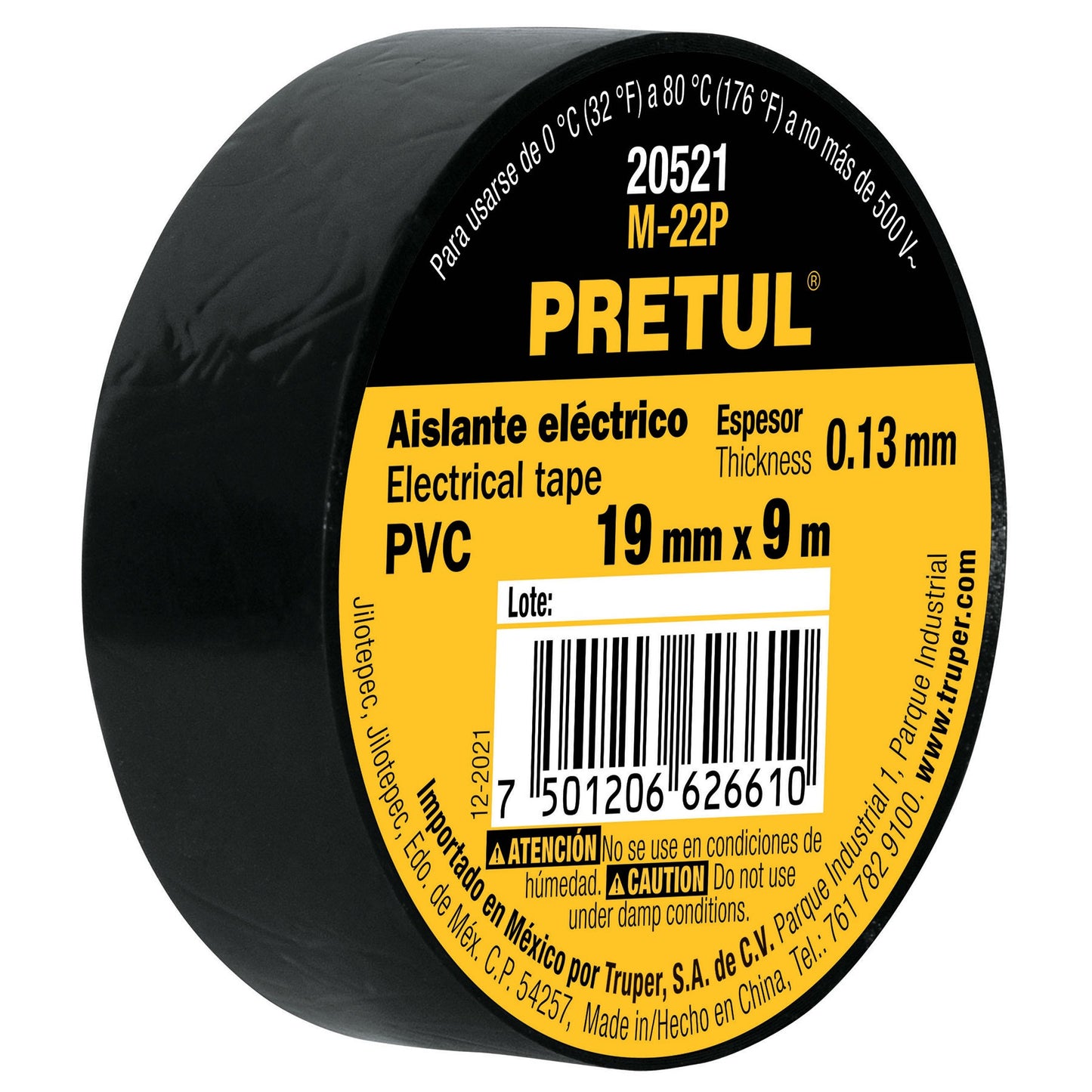 CINTA DE AISLAR DE 9M X 19MM PRETUL 20521 M-22P