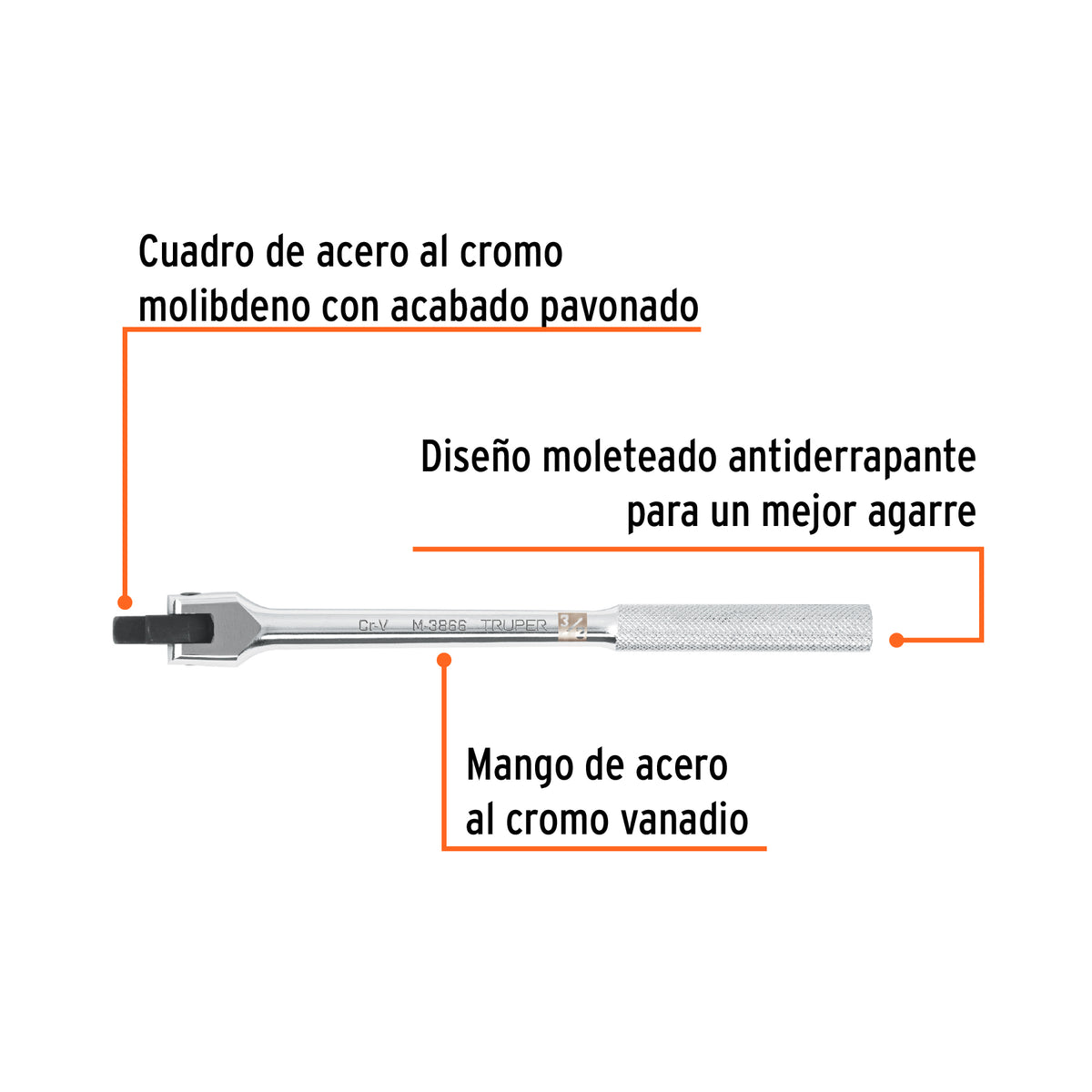 Mango articulado de 10' x 13 mm para dados cuadro 3/8', Truper, SKU 103059 — vista 3
