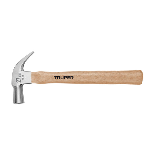 Martillo cabeza cónica 27 mm uña curva, mango madera, TRUPER — foto oficial 1
