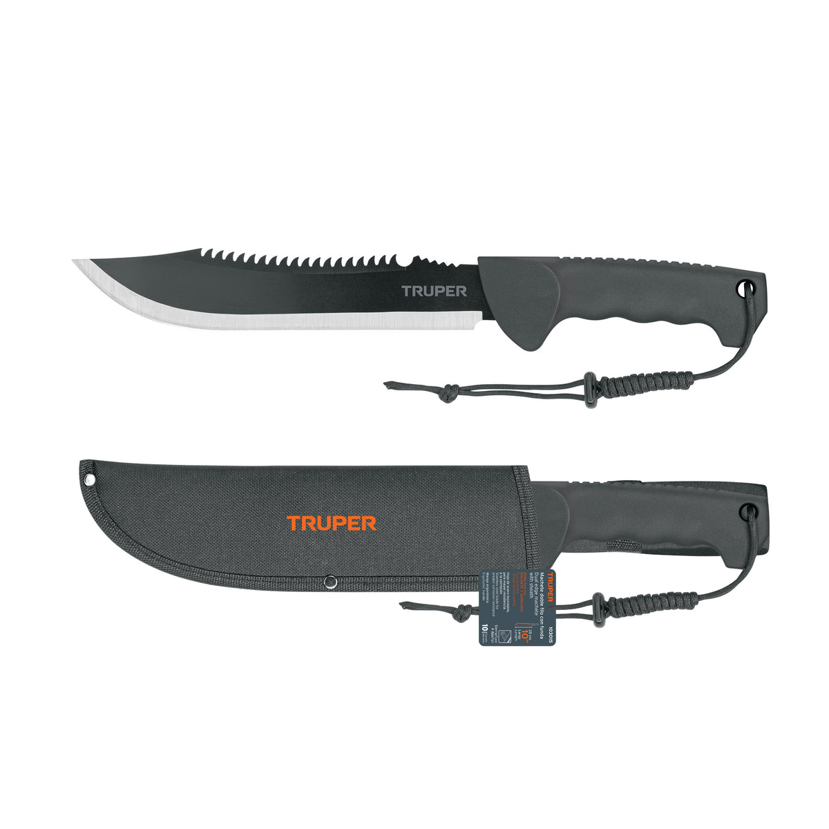 Machete doble filo 10', cacha inyectada, con funda, TRUPER, Truper, SKU 103015