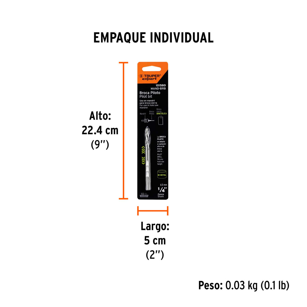 Broca piloto de 1/4' para brocasierras bimetálicas, EXPERT, Expert, SKU 101580 — vista 5