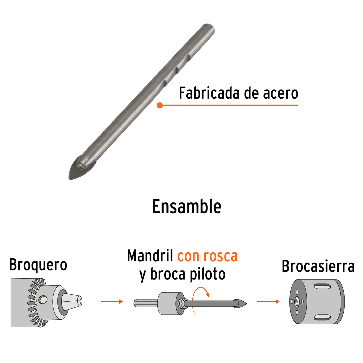Broca piloto de 1/4' para brocasierras diamante, TRUPER, Truper, SKU 101581 — vista 3