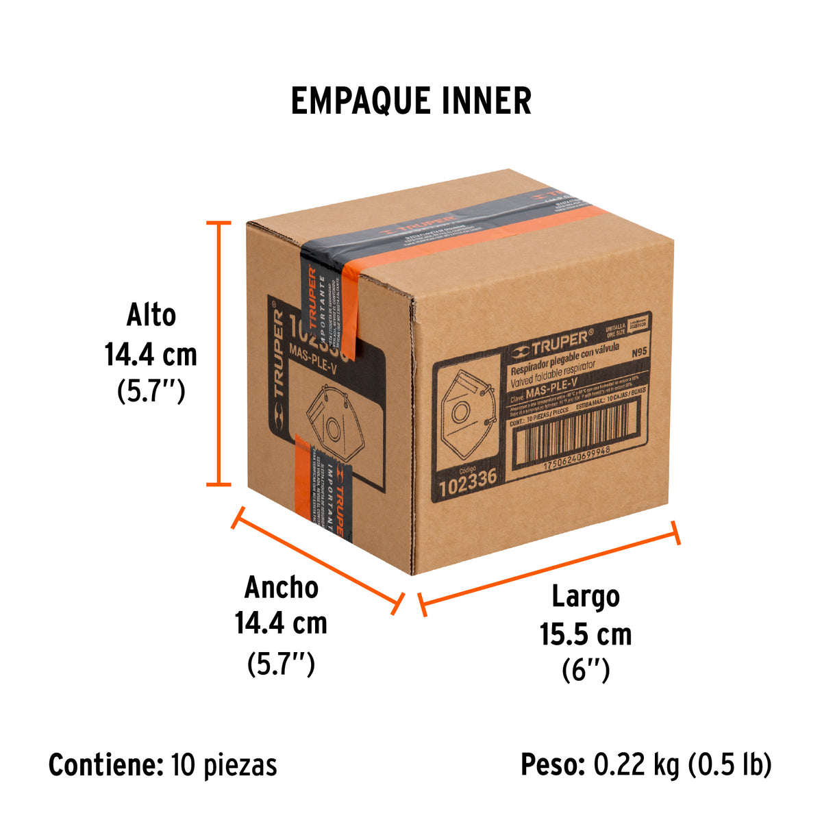 Respirador plegable N95 con válvula para partículas, TRUPER, Truper, SKU 102336 — vista 6