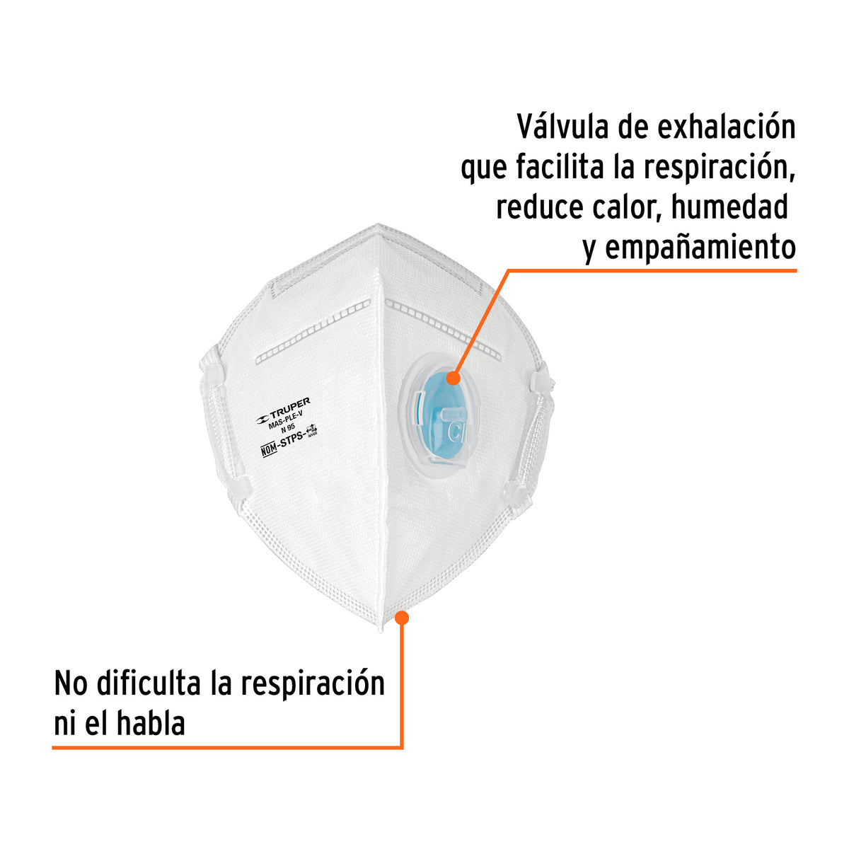 Respirador plegable N95 con válvula para partículas, TRUPER, Truper, SKU 102336 — vista 3