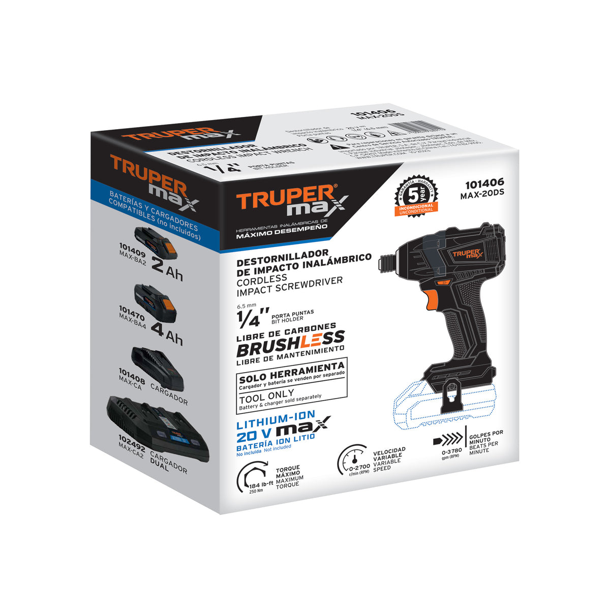 Destornillador de impacto, 20V, sin accesorios, MAX — foto oficial 2