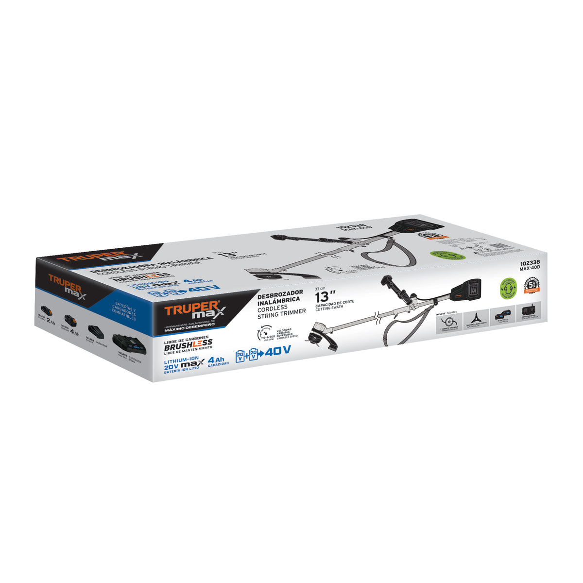 Desbrozadora inalámbrica 40V, sin carbones, TRUPER MAX — foto oficial 2